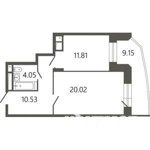 1-к квартира, строящийся дом, 49м2, 17/17 этаж