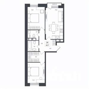 Студия квартира, строящийся дом, 61м2, 3/8 этаж