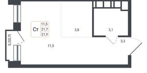 Студия квартира, вторичка, 22м2, 6/8 этаж