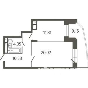 1-к квартира, строящийся дом, 49м2, 16/17 этаж