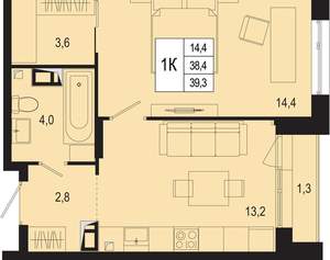 1-к квартира, вторичка, 38м2, 2/8 этаж