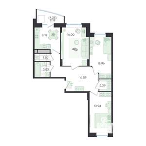 3-к квартира, вторичка, 78м2, 6/23 этаж