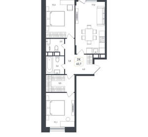 Студия квартира, вторичка, 61м2, 8/8 этаж