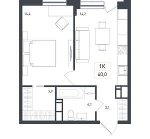 1-к квартира, вторичка, 40м2, 7/8 этаж