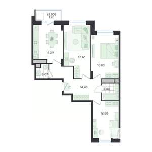 3-к квартира, вторичка, 83м2, 11/23 этаж