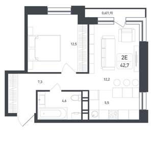 2-к квартира, вторичка, 43м2, 3/8 этаж