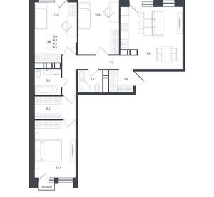 3-к квартира, вторичка, 82м2, 7/8 этаж