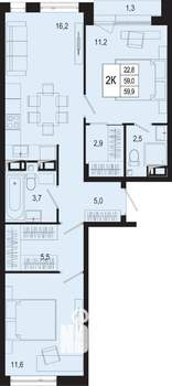Студия квартира, строящийся дом, 59м2, 8/8 этаж