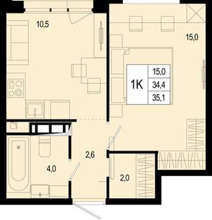 Студия квартира, вторичка, 34м2, 5/8 этаж