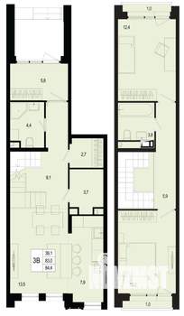3-к квартира, вторичка, 83м2, 1/8 этаж