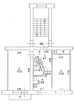2-к квартира, вторичка, 44м2, 2/5 этаж