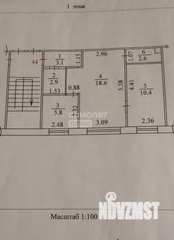 2-к квартира, вторичка, 43м2, 1/5 этаж