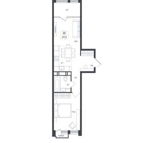 Студия квартира, вторичка, 47м2, 4/8 этаж