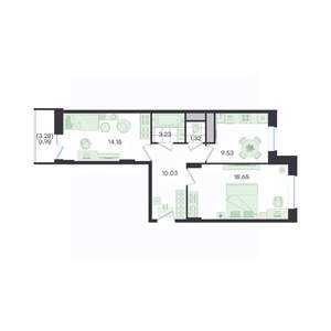 2-к квартира, вторичка, 58м2, 4/23 этаж