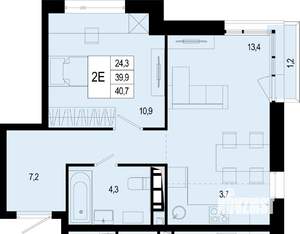 2-к квартира, вторичка, 40м2, 6/8 этаж