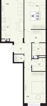 3-к квартира, вторичка, 66м2, 2/8 этаж