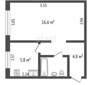 1-к квартира, вторичка, 30м2, 2/5 этаж