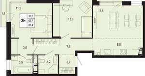3-к квартира, вторичка, 66м2, 4/8 этаж