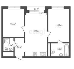 2-к квартира, вторичка, 57м2, 4/9 этаж