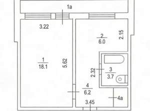 1-к квартира, вторичка, 35м2, 1/9 этаж