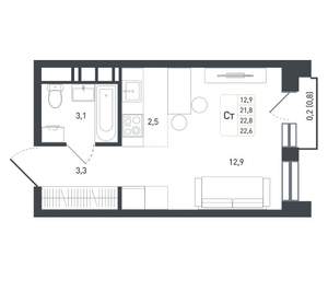 1-к квартира, вторичка, 23м2, 6/8 этаж