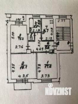 3-к квартира, вторичка, 76м2, 3/4 этаж