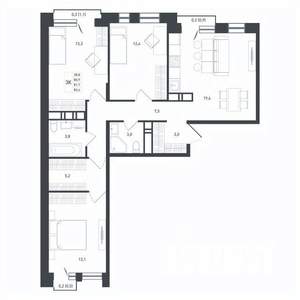 3-к квартира, вторичка, 87м2, 6/8 этаж