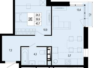Студия квартира, вторичка, 40м2, 6/8 этаж