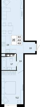 Студия квартира, вторичка, 46м2, 2/8 этаж
