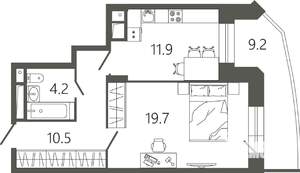 1-к квартира, вторичка, 49м2, 9/17 этаж