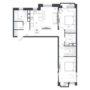 3-к квартира, вторичка, 78м2, 7/8 этаж