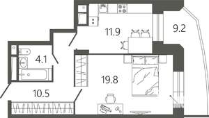 1-к квартира, вторичка, 49м2, 16/17 этаж