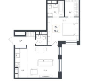 2-к квартира, вторичка, 46м2, 8/8 этаж