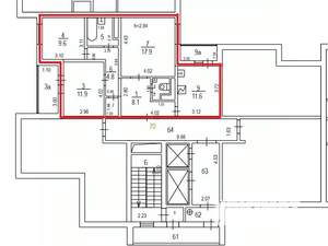 3-к квартира, вторичка, 71м2, 2/18 этаж