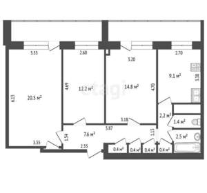 3-к квартира, вторичка, 77м2, 7/15 этаж