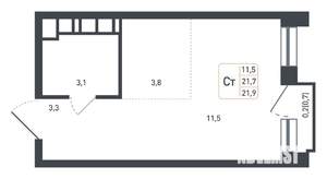 Студия квартира, вторичка, 22м2, 3/8 этаж