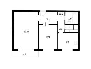 2-к квартира, вторичка, 55м2, 12/14 этаж