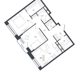 2-к квартира, вторичка, 59м2, 7/8 этаж