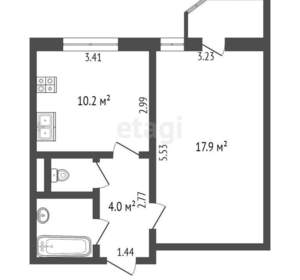 1-к квартира, вторичка, 37м2, 8/17 этаж