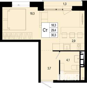 Студия квартира, строящийся дом, 29м2, 6/8 этаж