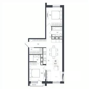 Студия квартира, вторичка, 65м2, 7/8 этаж