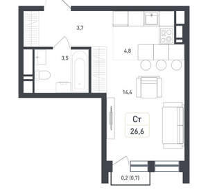 Студия квартира, вторичка, 27м2, 7/8 этаж