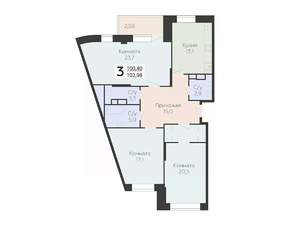 3-к квартира, вторичка, 103м2, 18/22 этаж