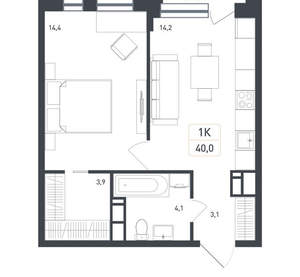1-к квартира, вторичка, 40м2, 2/8 этаж