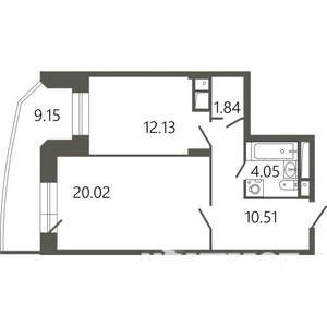 1-к квартира, строящийся дом, 51м2, 17/17 этаж
