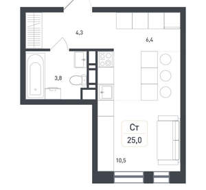 Студия квартира, вторичка, 25м2, 4/8 этаж