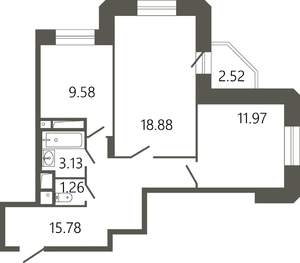 2-к квартира, вторичка, 62м2, 3/17 этаж