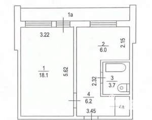 1-к квартира, вторичка, 35м2, 1/9 этаж