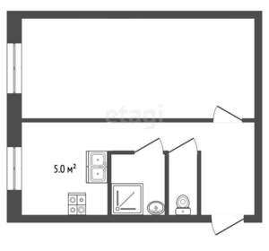 1-к квартира, вторичка, 34м2, 1/5 этаж