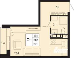 Студия квартира, вторичка, 24м2, 2/8 этаж